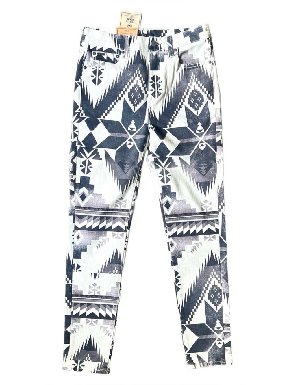 Polo Ralph Lauren Womens Tompkins Jeans Pants Sz 26 White Blue Aztec Navajo NWT